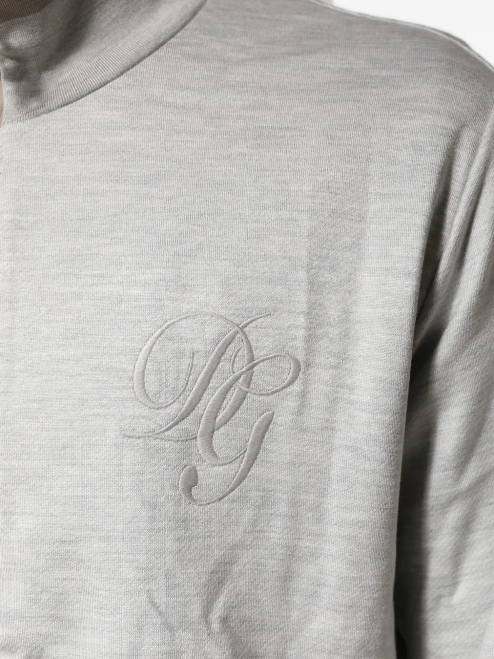 Dolce & Gabbana logo-embroidered zipped sweater Grijs