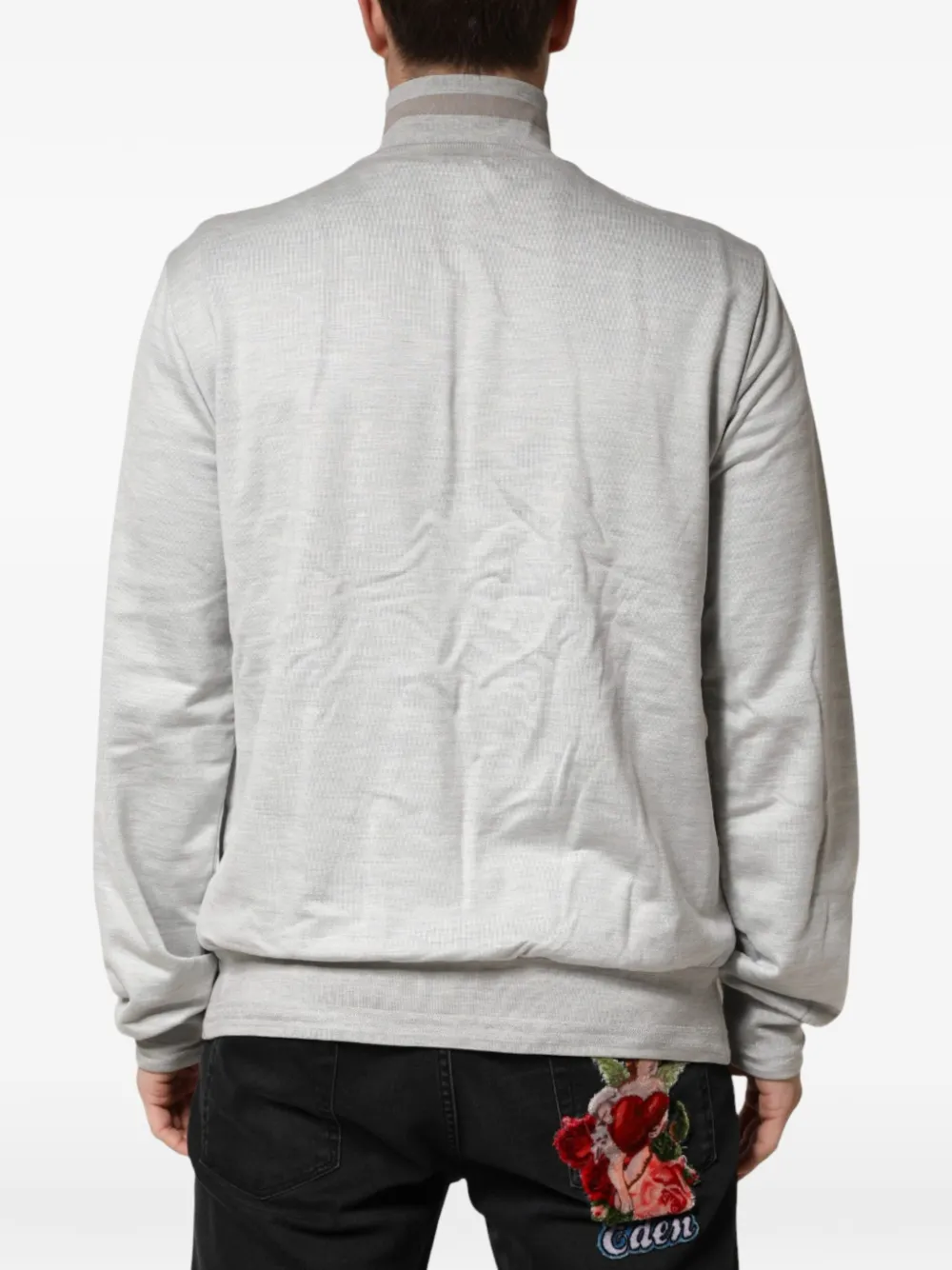 Dolce & Gabbana logo-embroidered zipped sweater Grijs