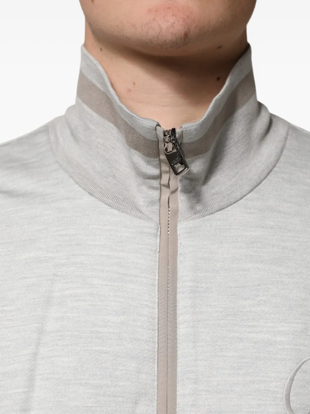 Dolce & Gabbana logo-embroidered zipped sweater Grijs