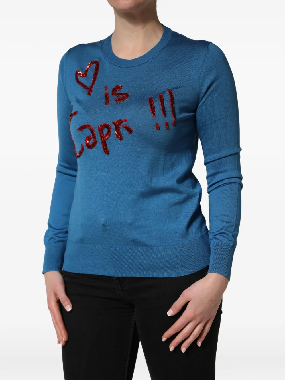 Dolce & Gabbana sequin-embellished crew-neck sweater Blauw