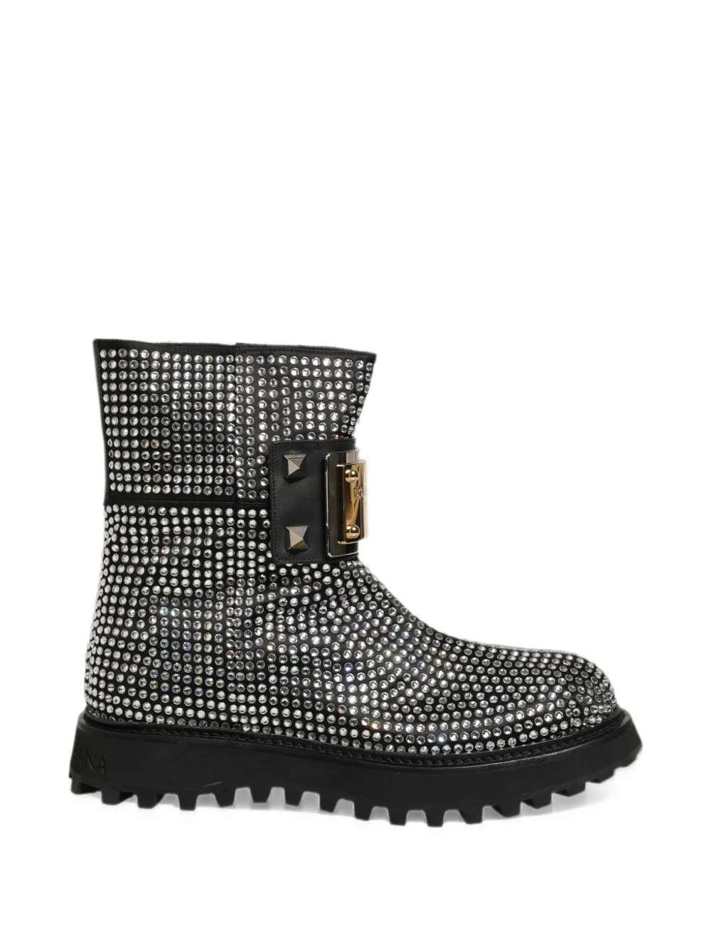 Dolce & Gabbana crystal-embellished studded boots - Black
