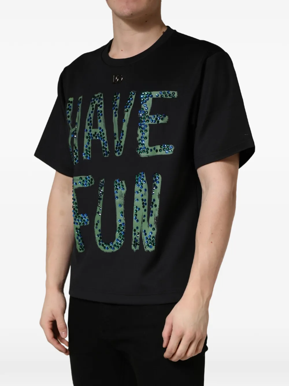 Dolce & Gabbana embellished logo-plaque T-shirt Zwart