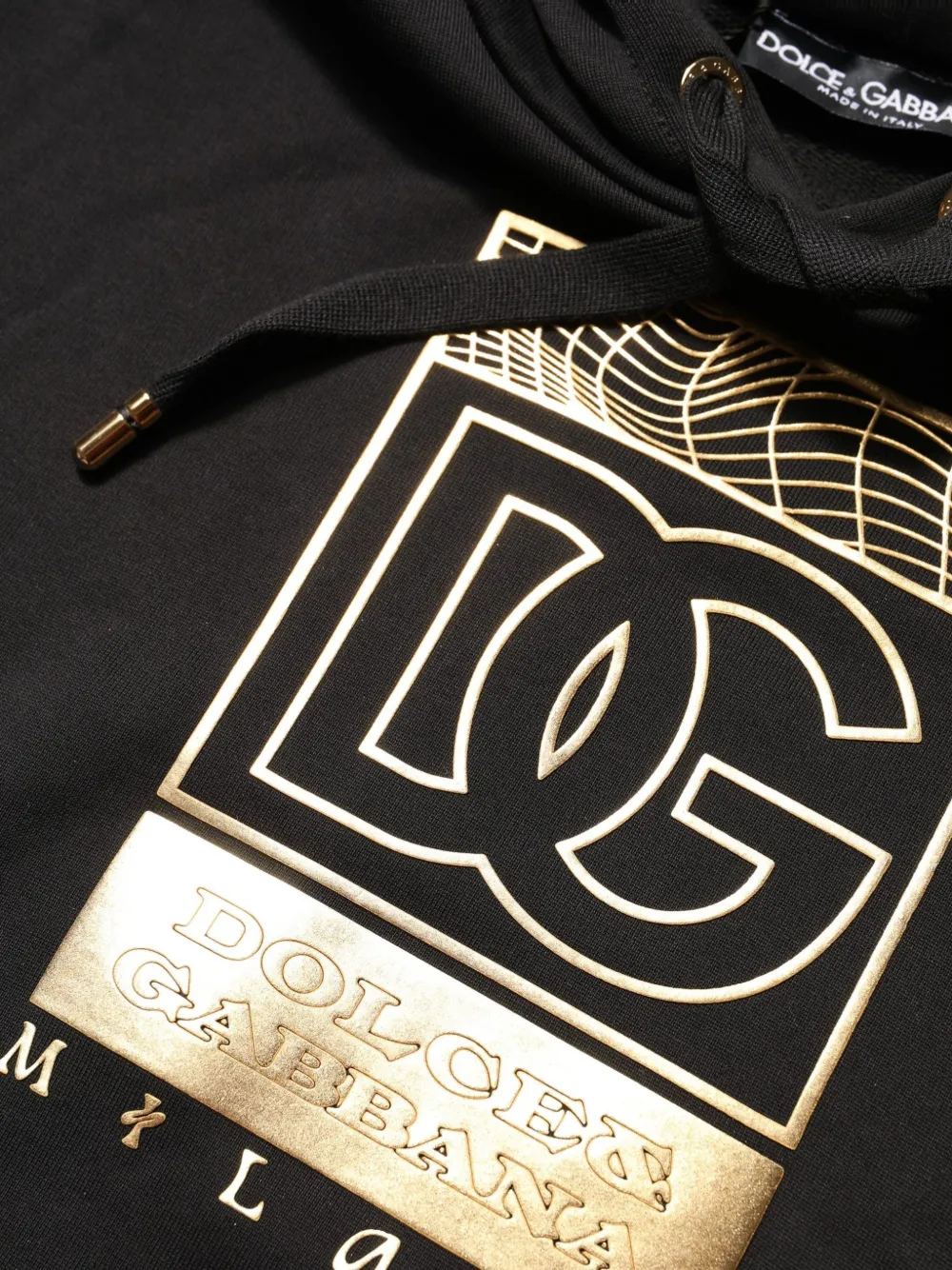 Dolce & Gabbana DG Logo foil-print hoodie Zwart
