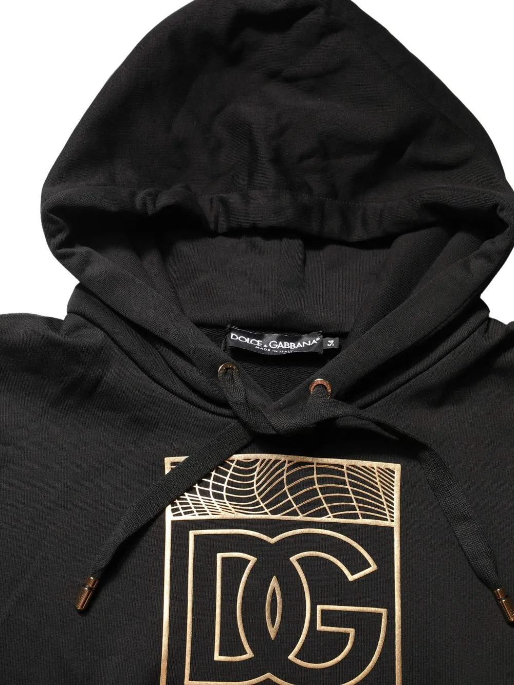 Dolce & Gabbana DG Logo foil-print hoodie Zwart