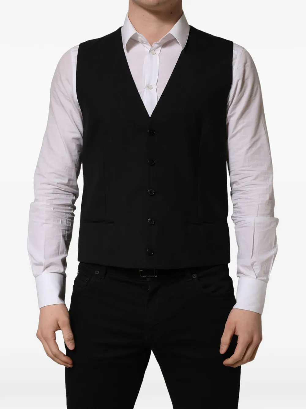 Dolce & Gabbana single-breasted wool waistcoat Zwart