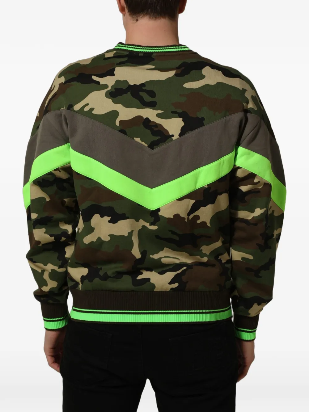 Dolce & Gabbana camouflage-print heart-patch sweatshirt Groen