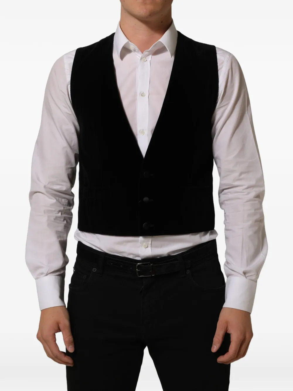 Dolce & Gabbana velvet-finish waistcoat - Black