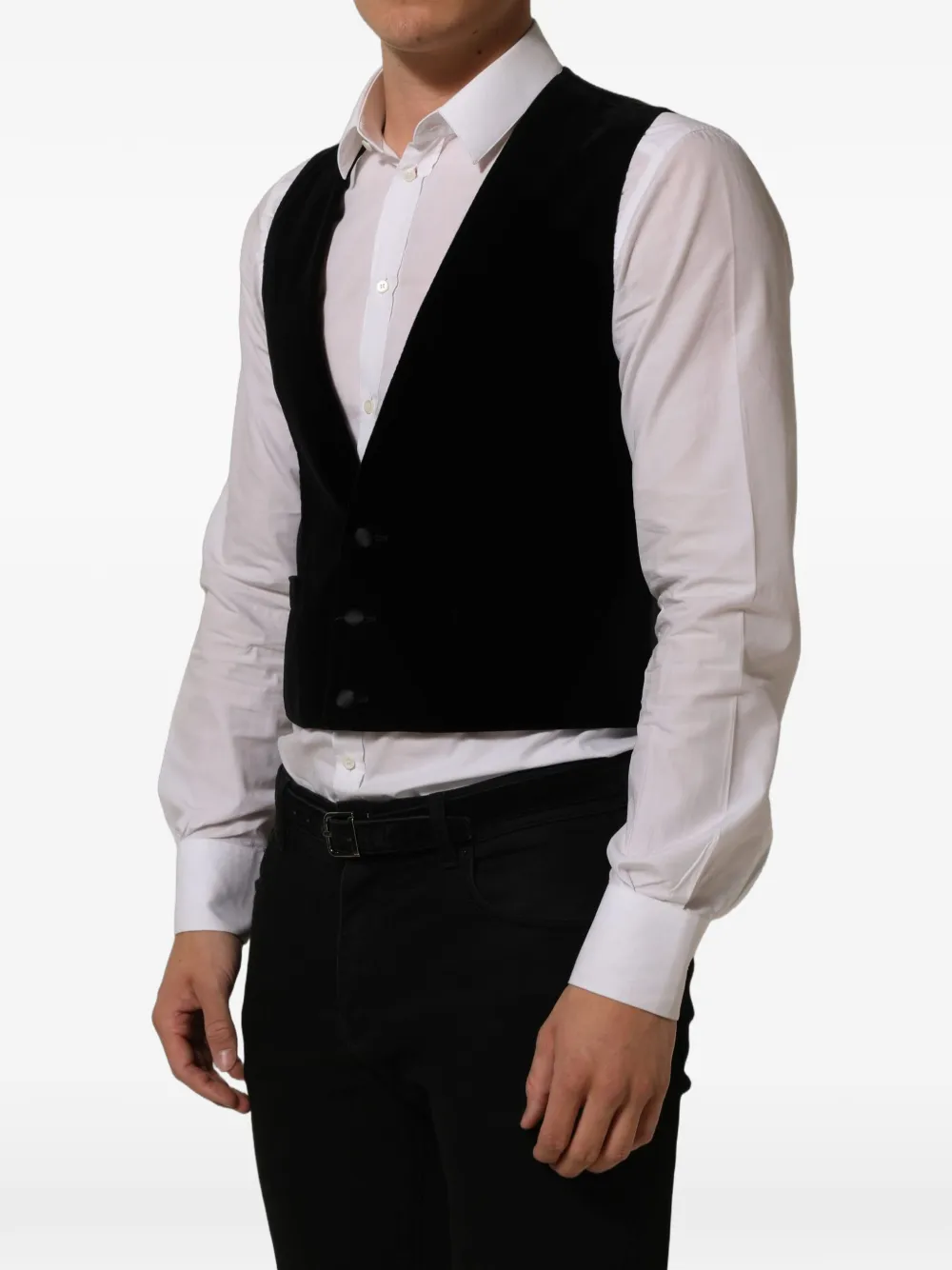 Dolce & Gabbana velvet-finish waistcoat Zwart