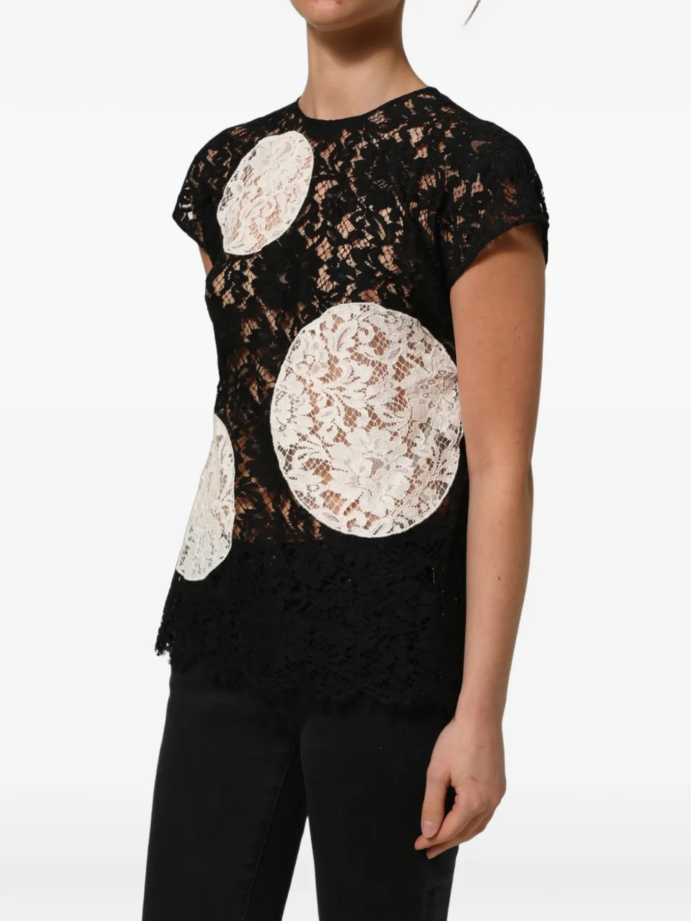 Dolce & Gabbana polka-dot lace blouse Zwart
