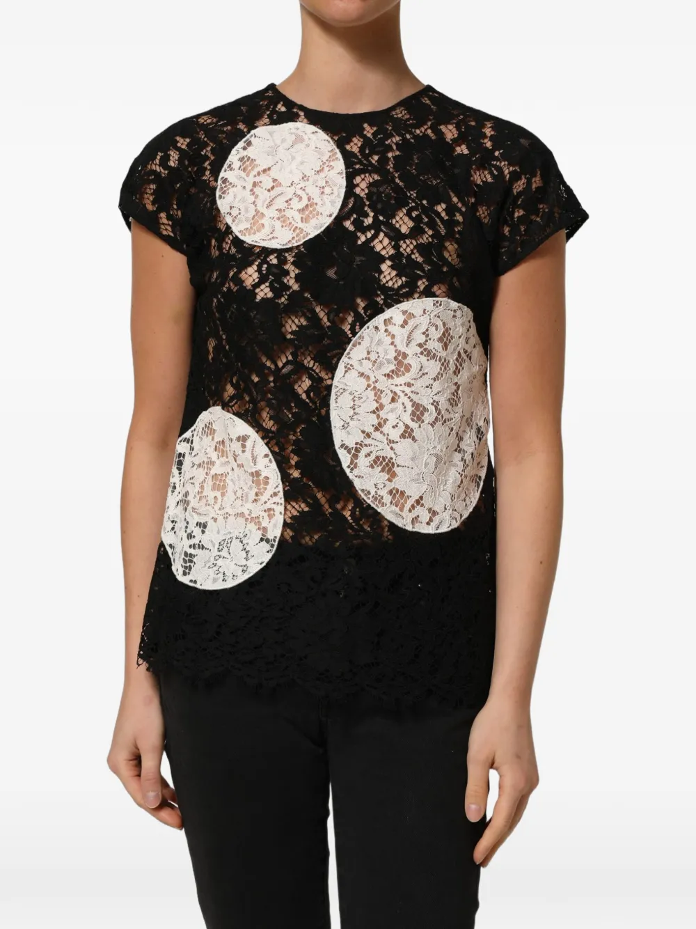 Dolce & Gabbana polka-dot lace blouse - Black