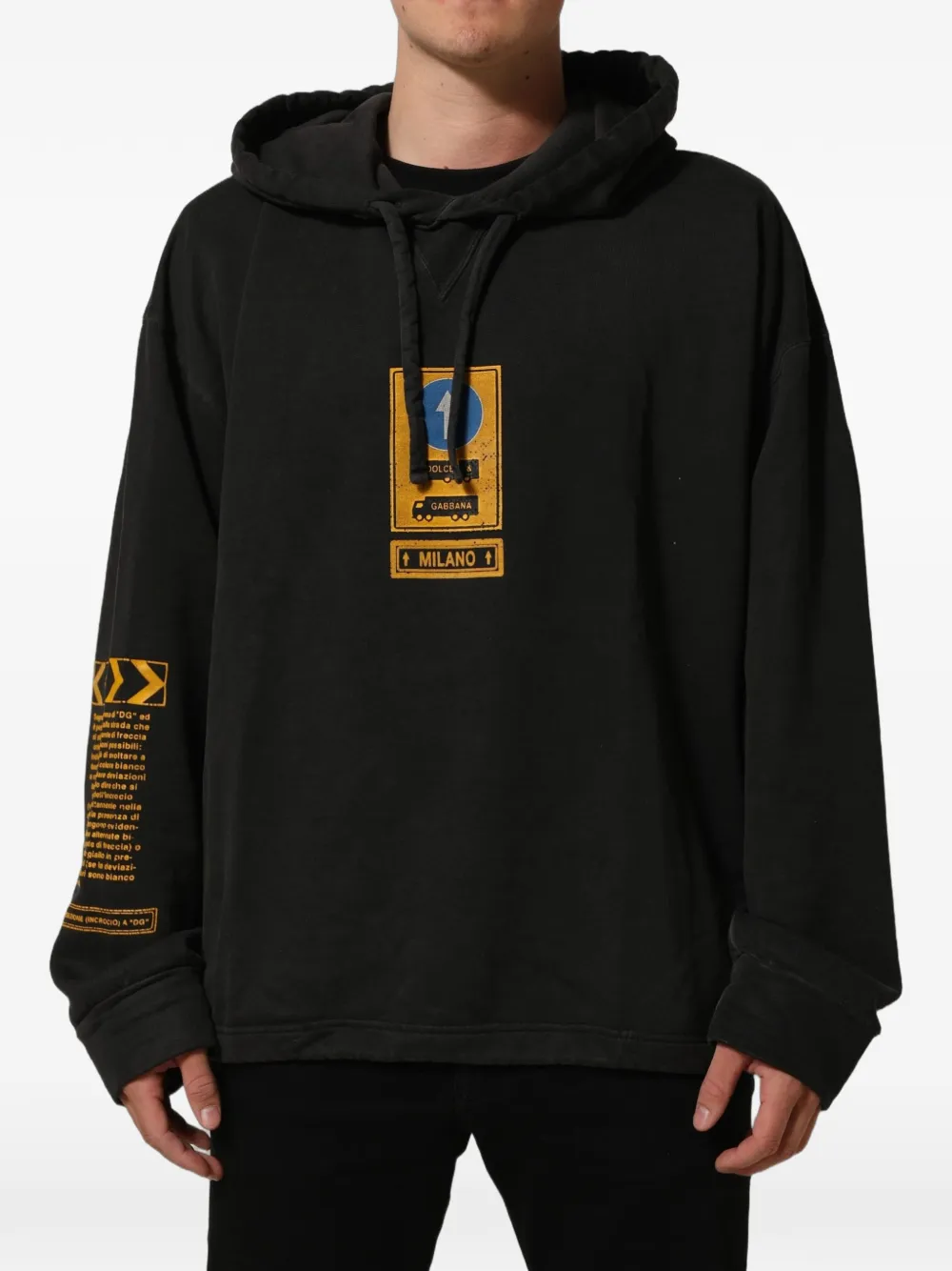 Dolce & Gabbana graphic-print oversized hoodie Zwart