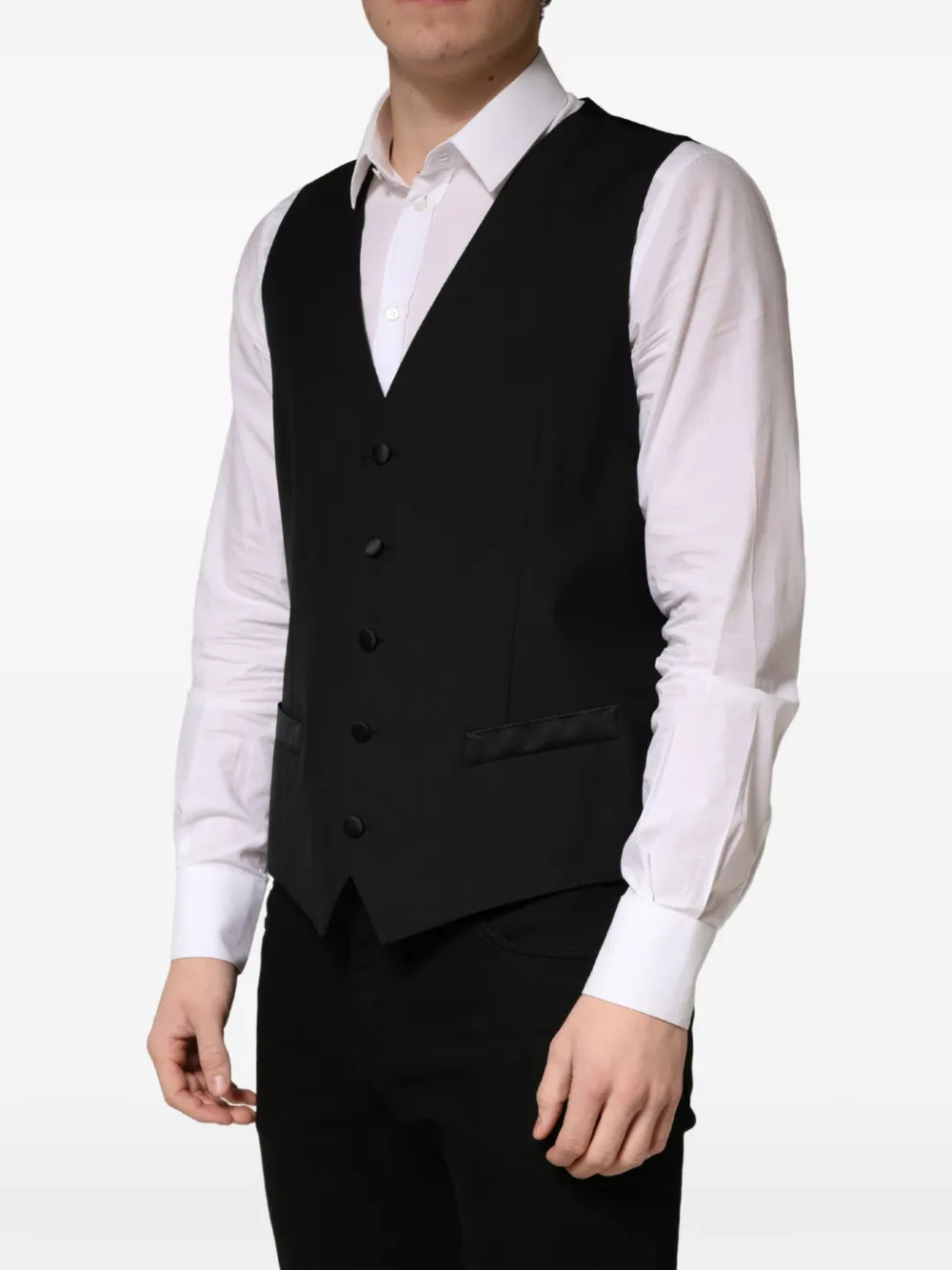 Dolce & Gabbana single-breasted wool waistcoat Zwart