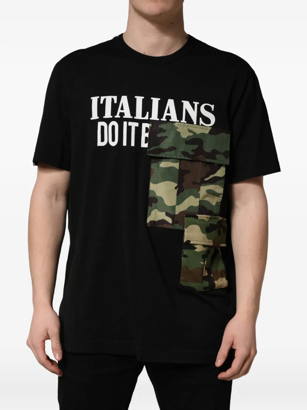 Dolce & Gabbana black camouflage graphic cotton crew-neck T-shirt Zwart