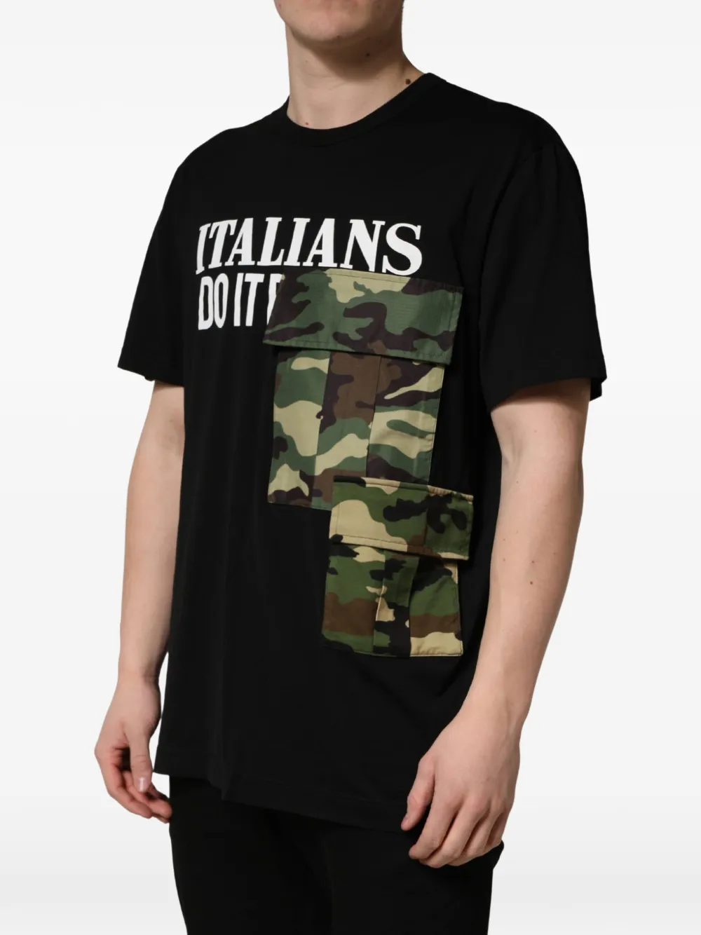 Dolce & Gabbana black camouflage graphic cotton crew-neck T-shirt Zwart