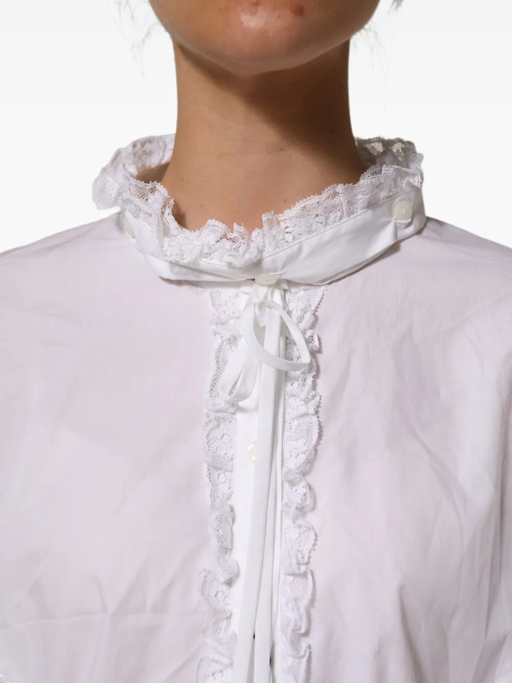 Dolce & Gabbana ruffled lace-embellished blouse Wit