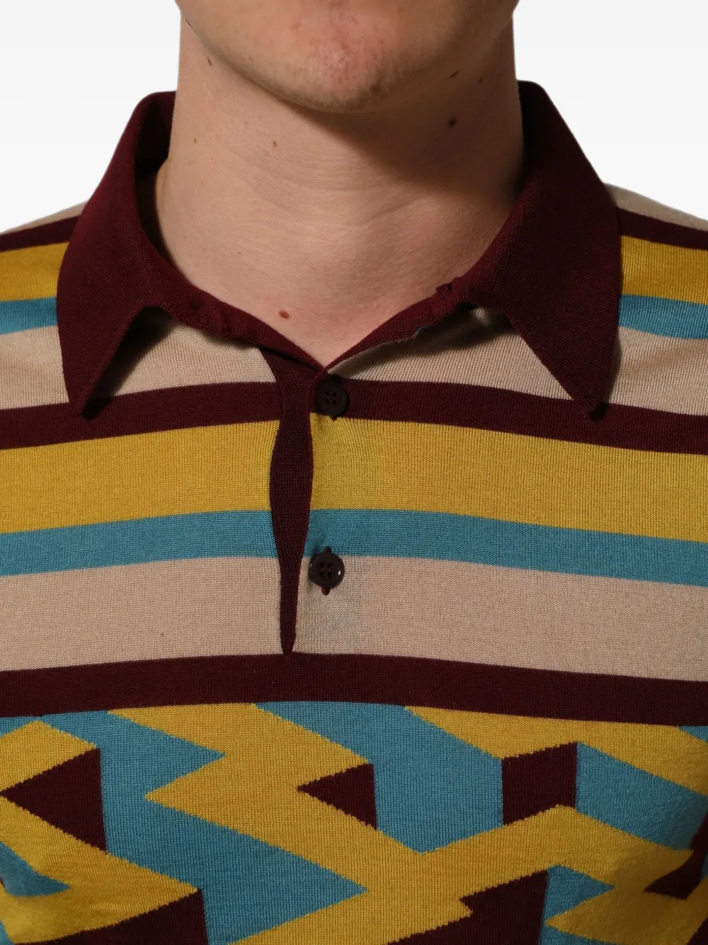 Dolce & Gabbana geometric-print striped polo sweater Rood