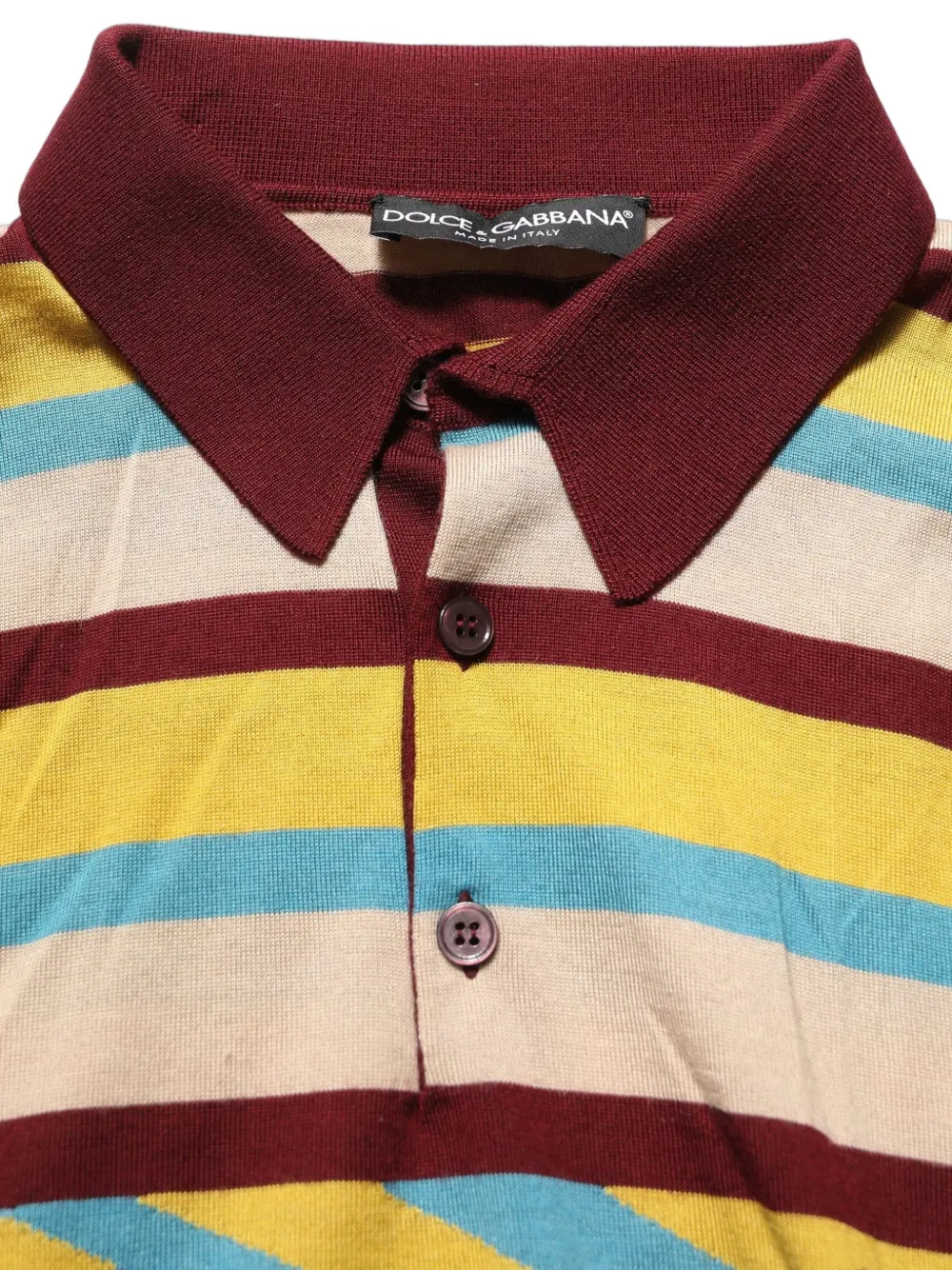Dolce & Gabbana geometric-print striped polo sweater Rood