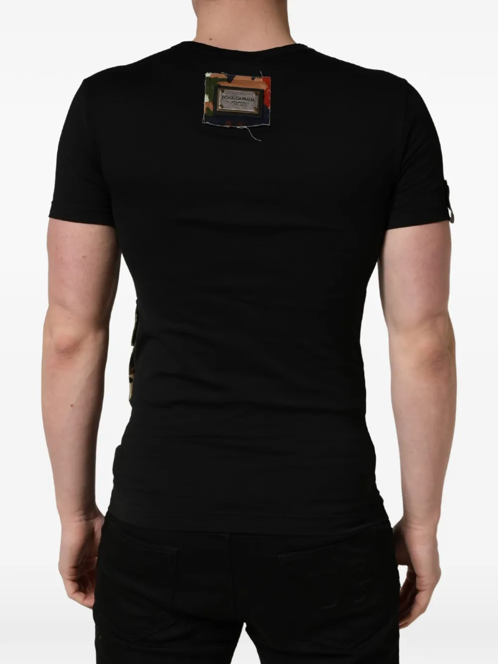 Dolce & Gabbana T-shirt met slogan-print en zak met camouflage-print Zwart