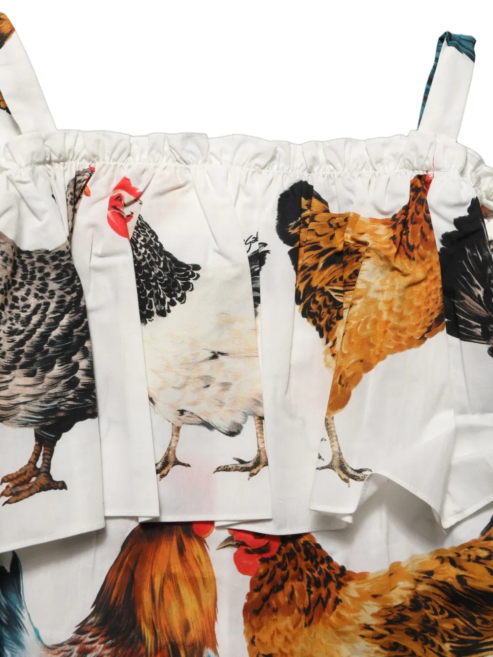 Dolce & Gabbana rooster-print ruffled top Wit