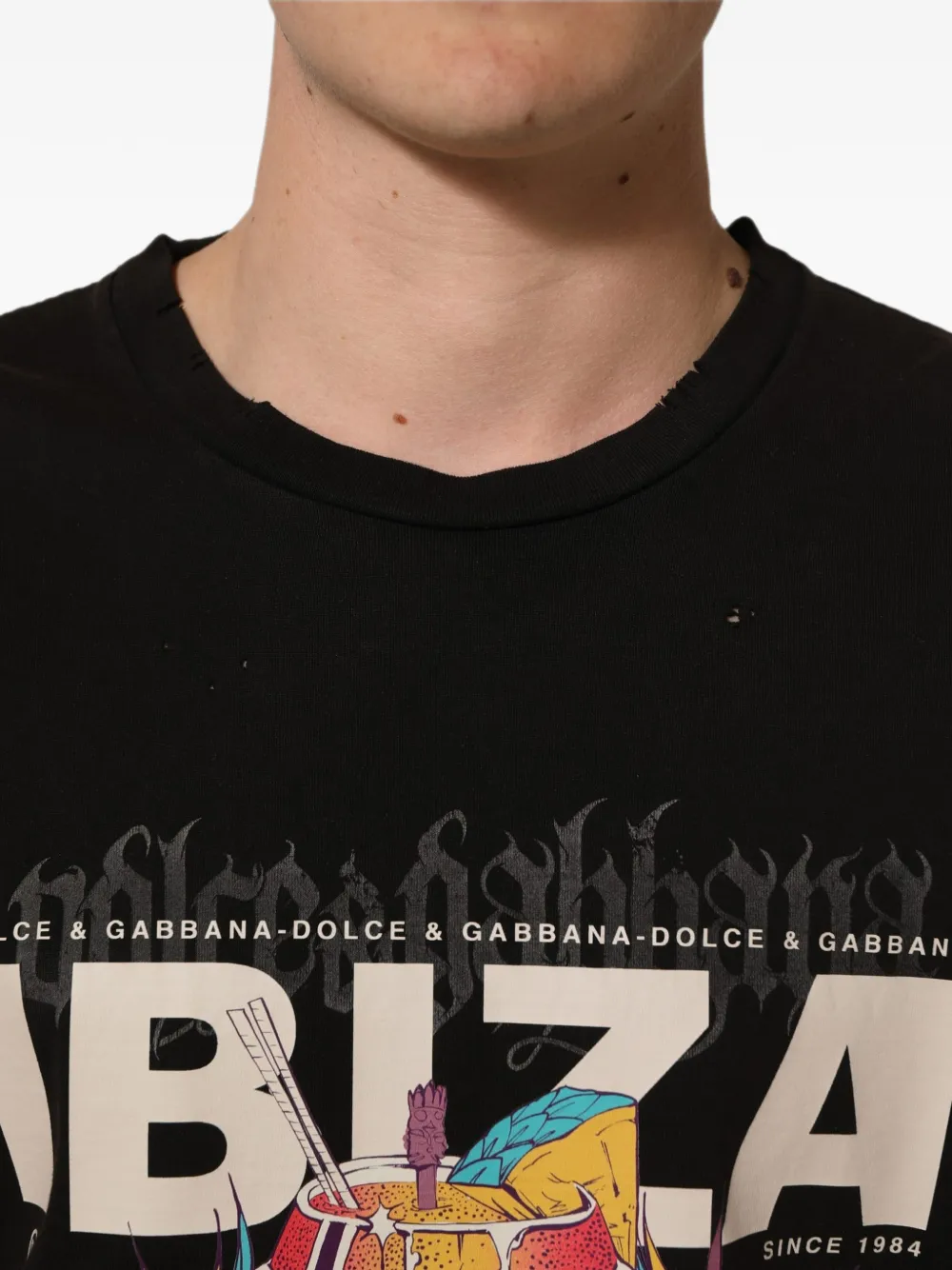 Dolce & Gabbana black Tropical Ibiza crew-neckT-shirt Zwart
