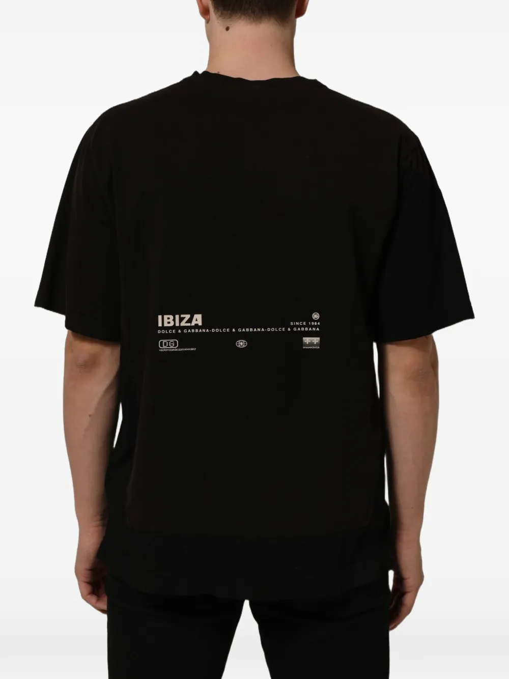 Dolce & Gabbana black Tropical Ibiza crew-neckT-shirt Zwart