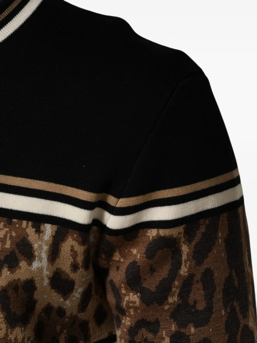 Dolce & Gabbana leopard-pattern logo-patch sweater Zwart