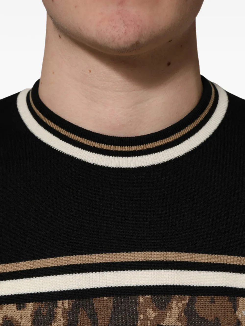Dolce & Gabbana leopard-pattern logo-patch sweater Zwart