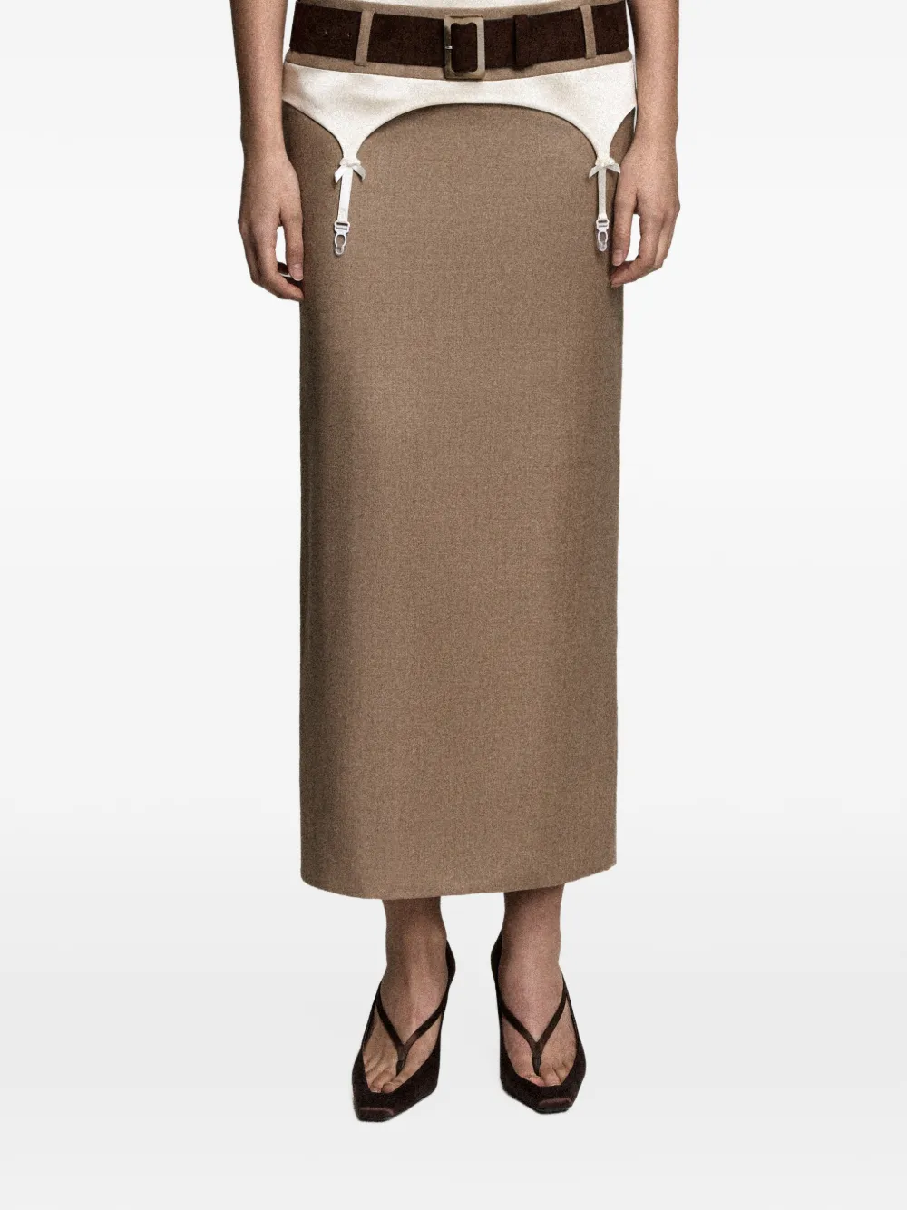 Seen Users Governess suspender-detail skirt - Marrone