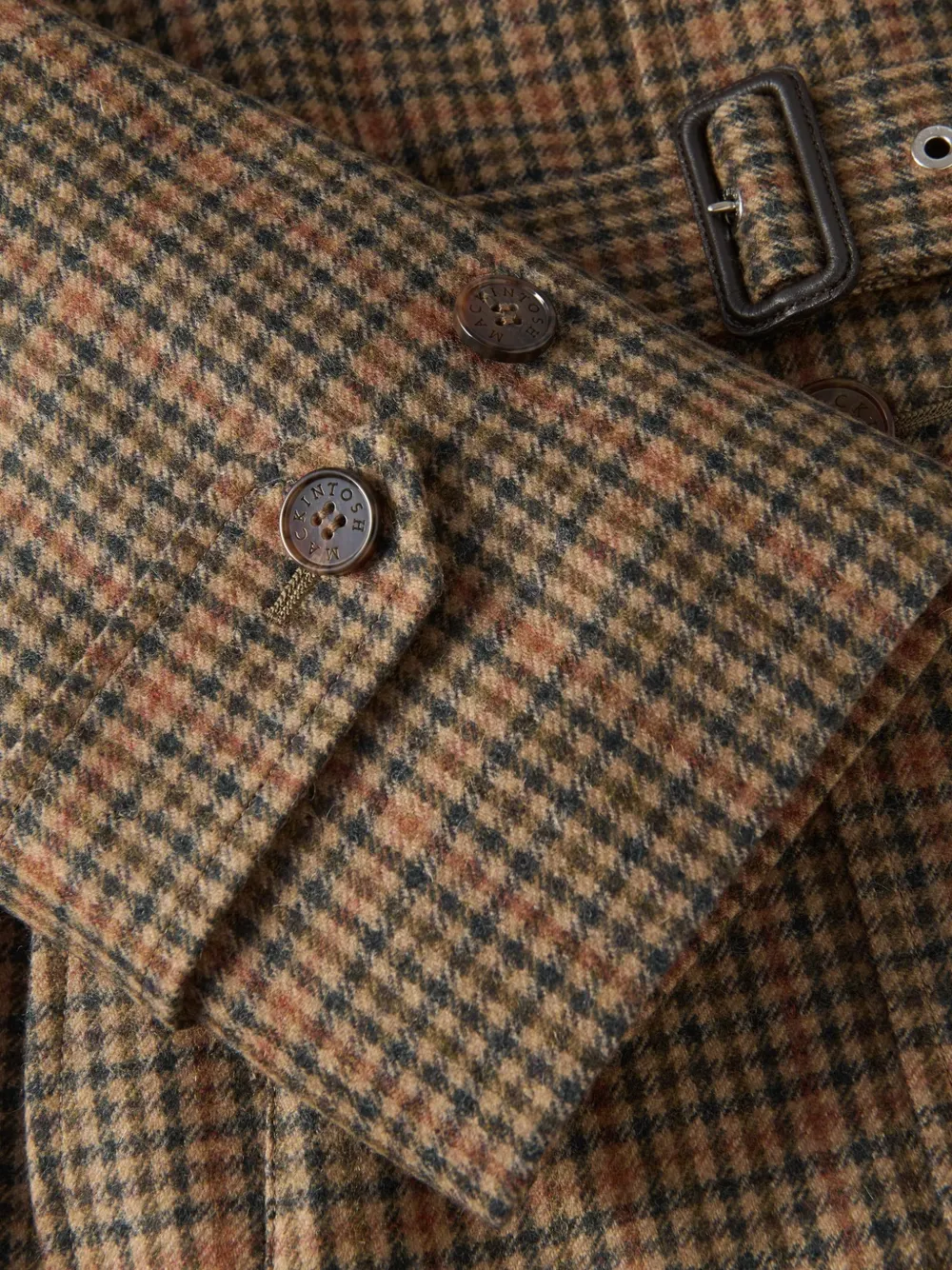 Mackintosh Alston geruite jas met dubbele rij knopen Bruin