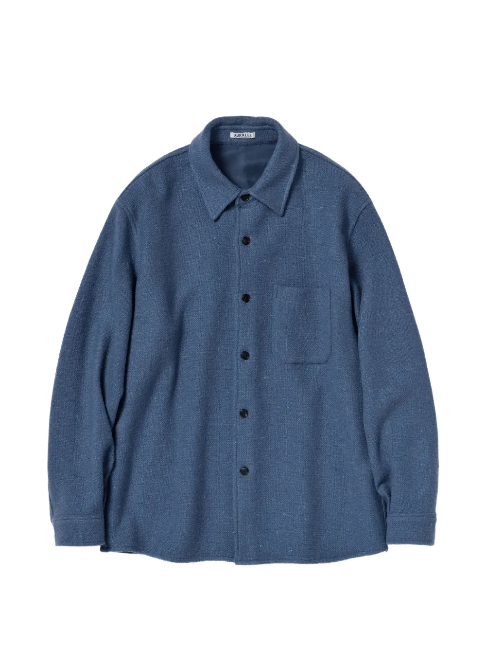 Auralee button-up tweed shirt jacket - Bleu