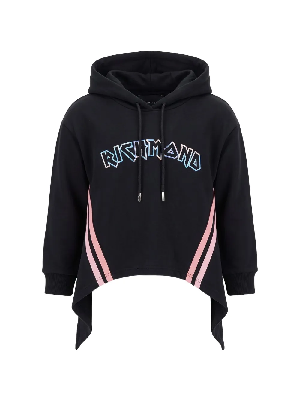 John Richmond Junior logo-print asymmetric hoodie - Nero