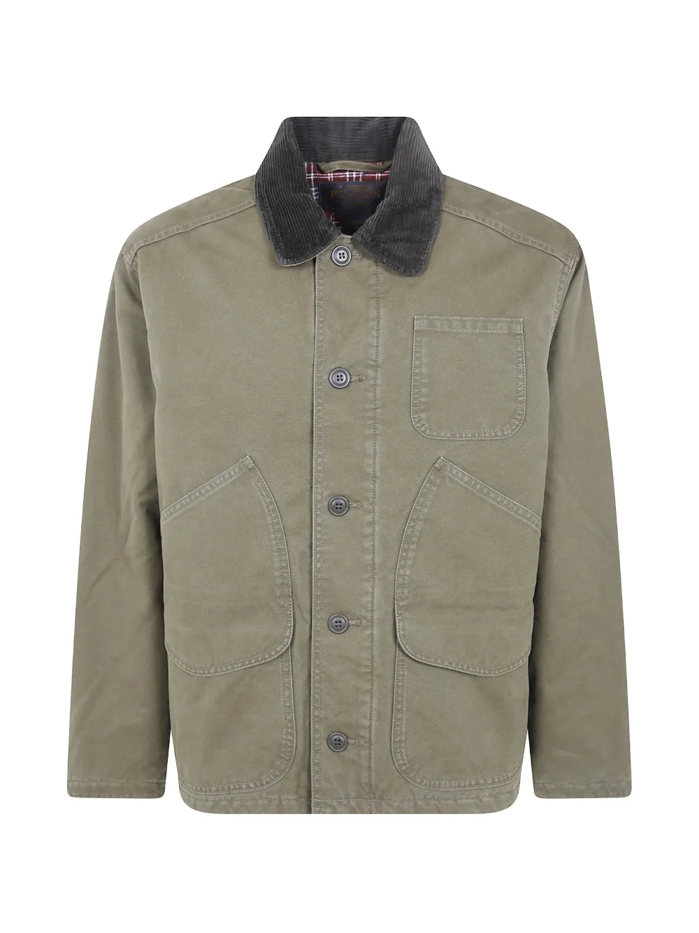 Filson corduroy-collar canvas shirt jacket - Verde