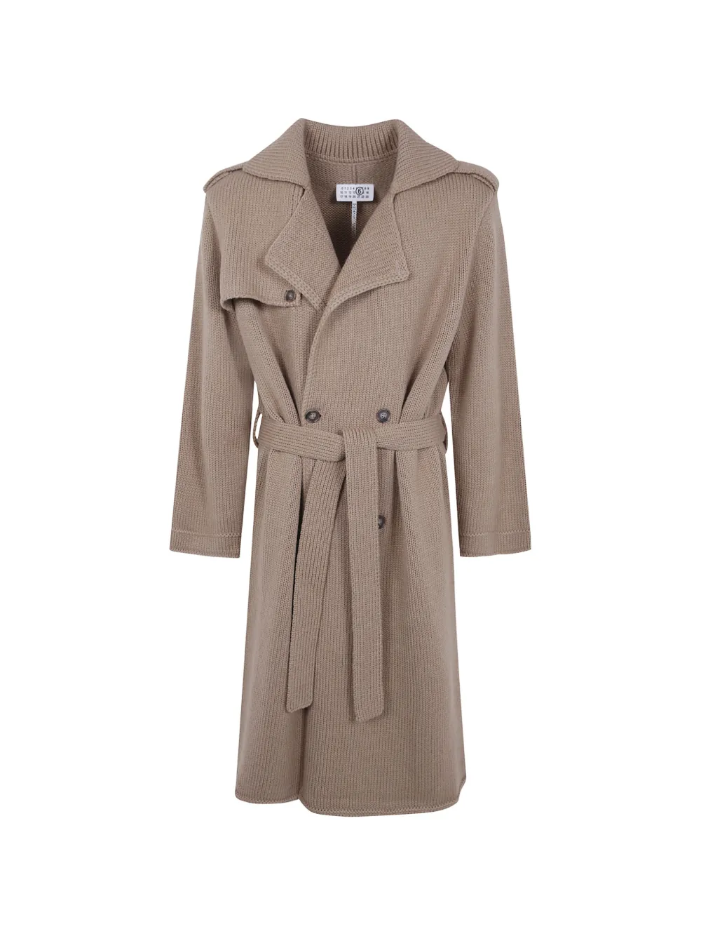 MM6 Maison Margiela knitted double-breasted trench coat - Tons neutres