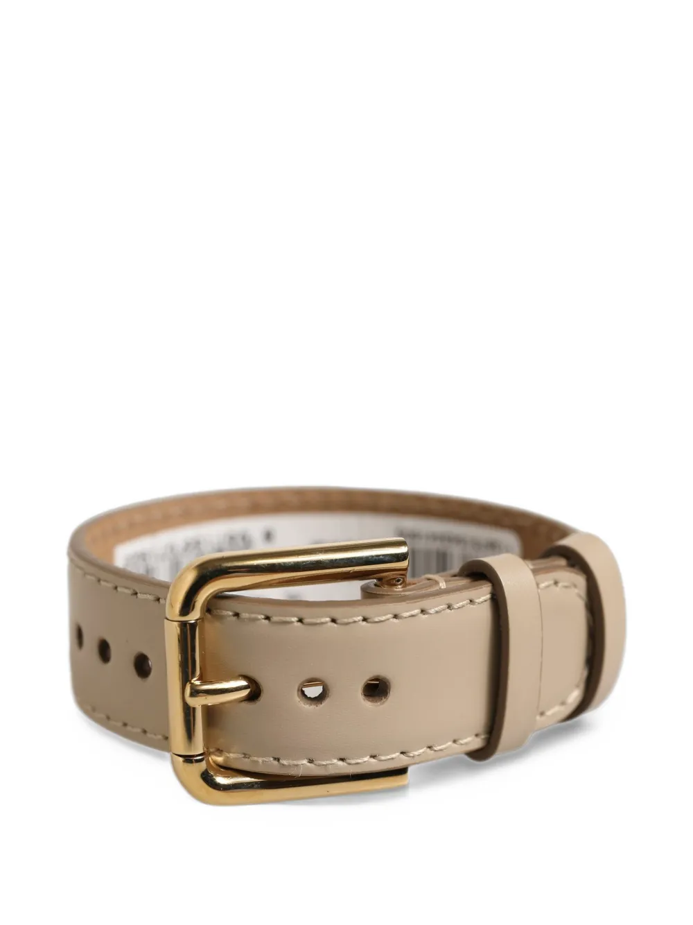 Dolce & Gabbana Beige Calfskin Leather Gold Buckle Belt Strap Bracelet - Toni neutri