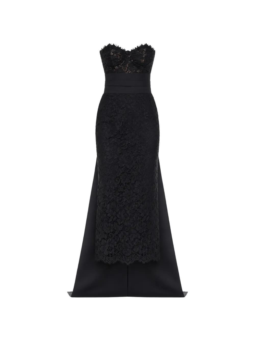 Monique Lhuillier lace-overlay bow-detail midi dress - Noir Monique Lhuillier lace-overlay bow-detail midi dress - Noir