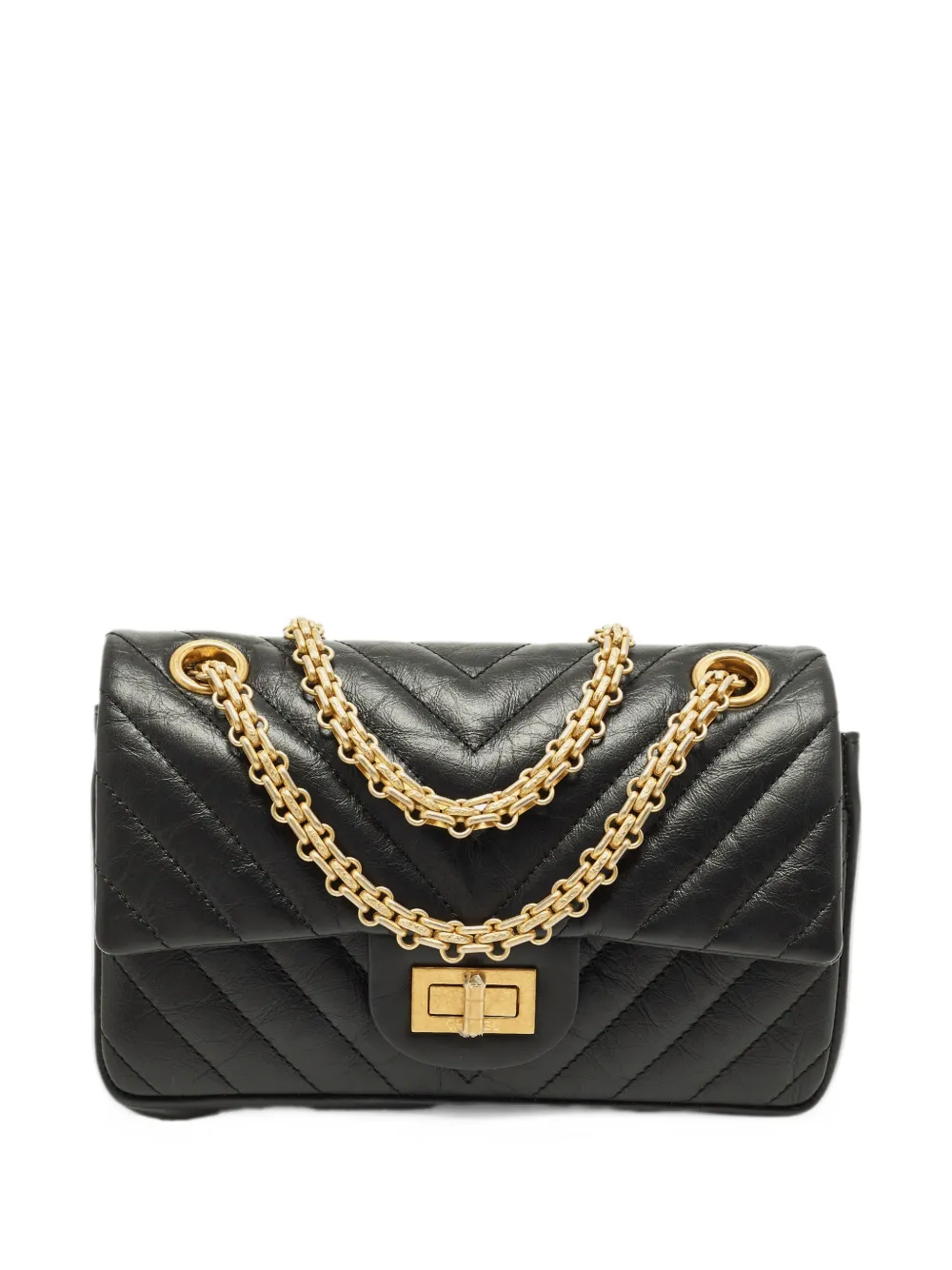 CHANEL Pre-Owned 2017 mini Reissue 2.55 chevron flap cross body bag - Nero