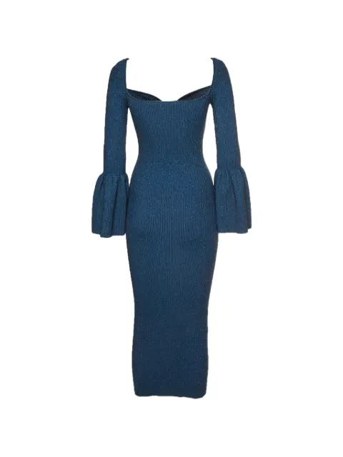 Self-Portrait bell-sleeve rib-knit dress