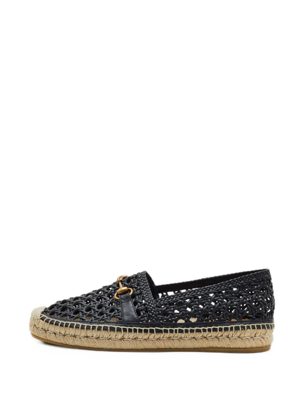 Gucci Pre-Owned Horsebit woven leather espadrilles - Black