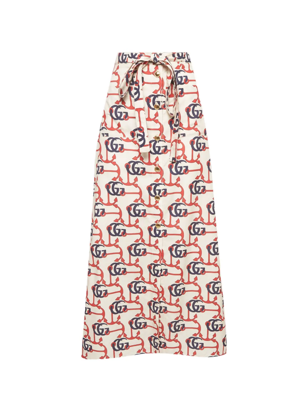 Gucci Pre-Owned Double G anchor-print maxi skirt - Toni neutri