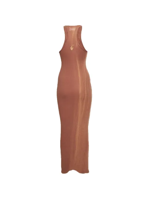 Off-White Pre-Owned logo-print rib-knitted maxi dress