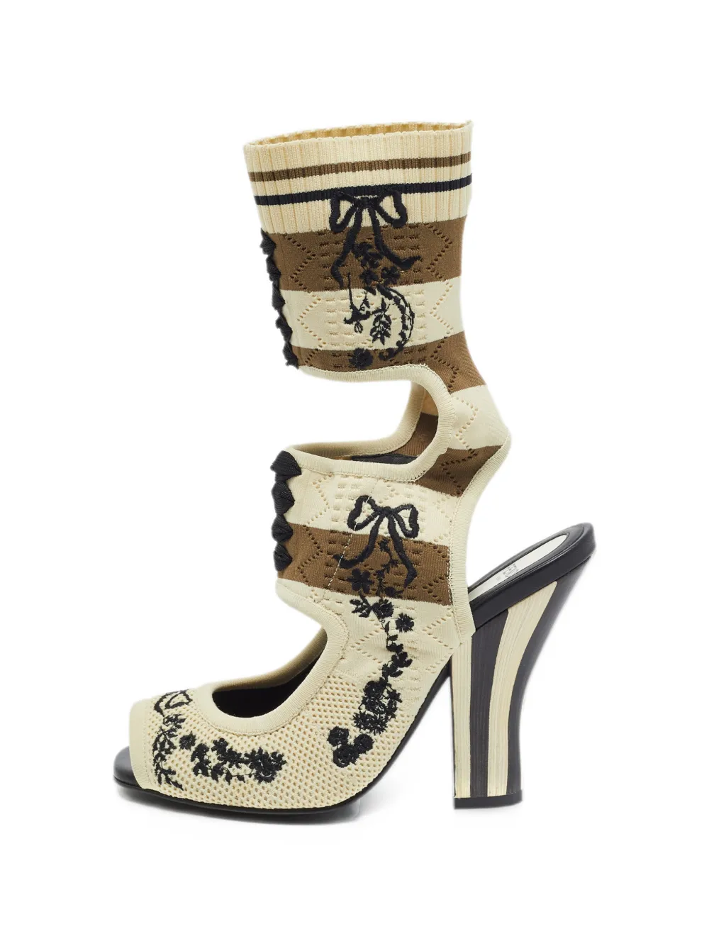 Fendi Pre-Owned flower-embroidered square-toe sandals - Neutrals