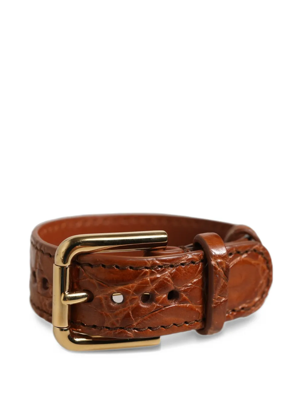 Dolce & Gabbana crocodile-effect buckled bracelet - Marrone