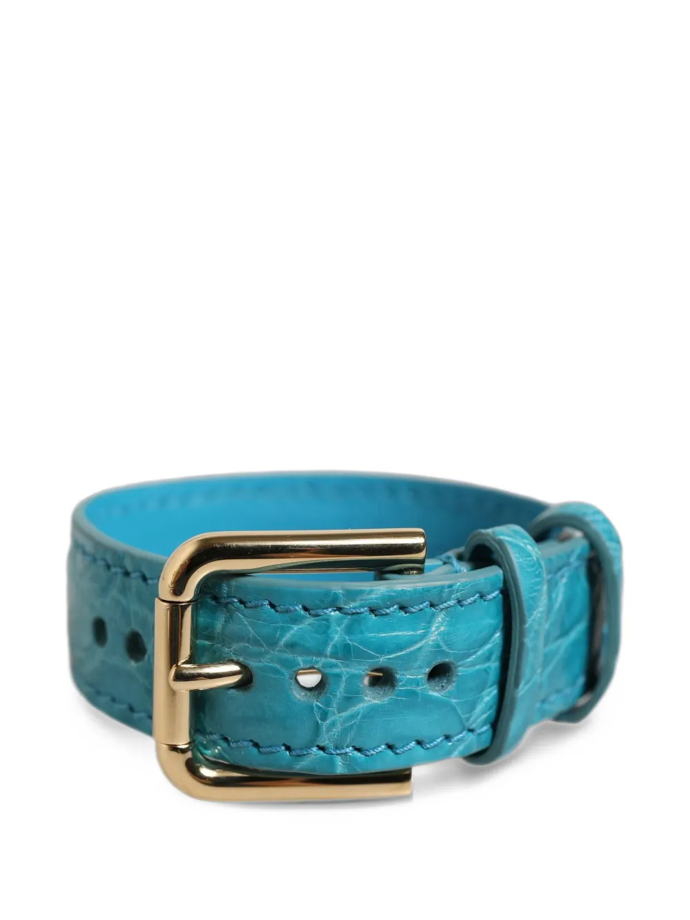 Dolce & Gabbana Armband met krokodillen-reliëf en gesp Blauw