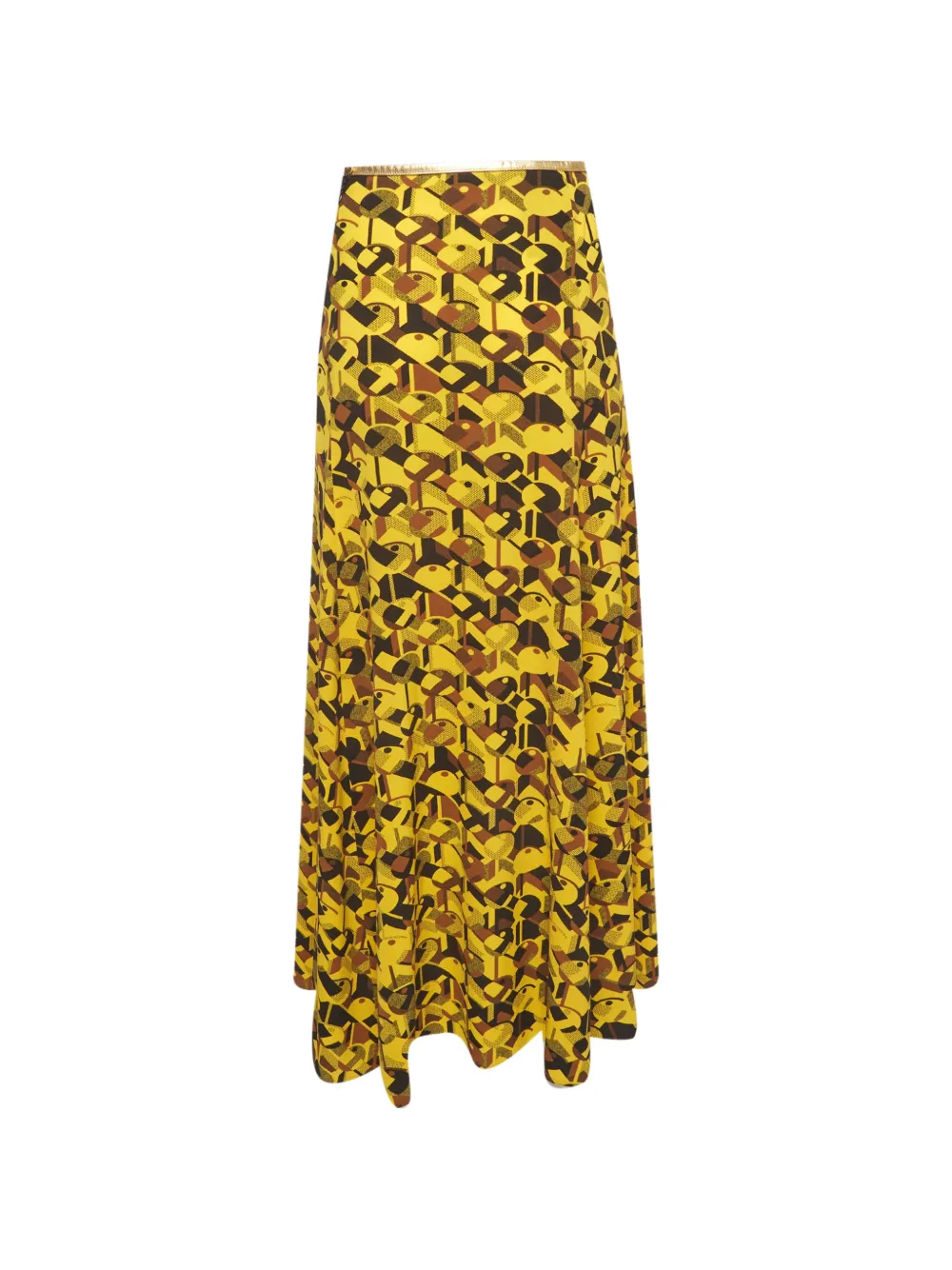 Fendi Pre-Owned geometric-print crepe maxi skirt - Yellow
