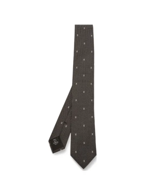 CHANEL Pre-Owned corbata con motivo de lunares y logo CC