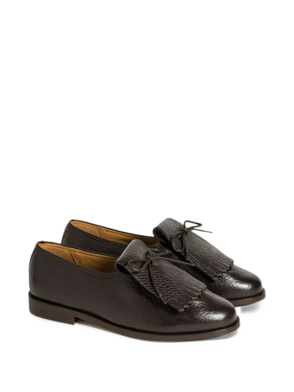 Jacques Solovière Paris fringe-detail grain-leather loafers - Marrone