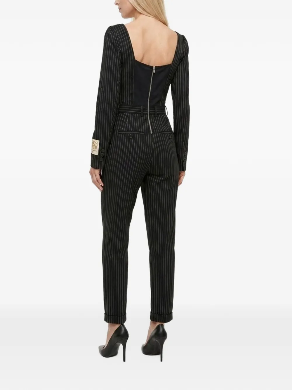 Dolce & Gabbana pinstripe lace-up jumpsuit Zwart