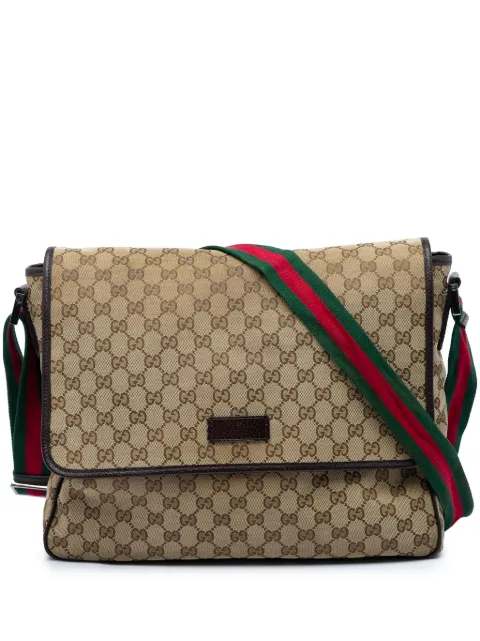 Gucci Pre-Owned 2016-2026 GG Canvas Web Flap Messenger Bag crossbody bag