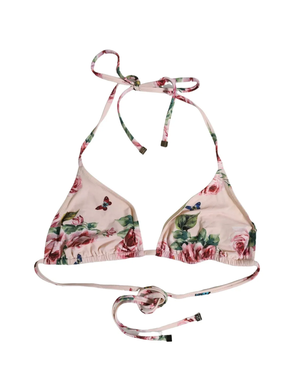 Dolce & Gabbana floral-print halterneck bikini top Roze