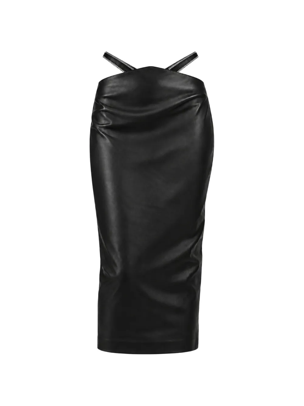 HEIRA LEATHERWEAR Madonna cut-out leather midi skirt - Nero
